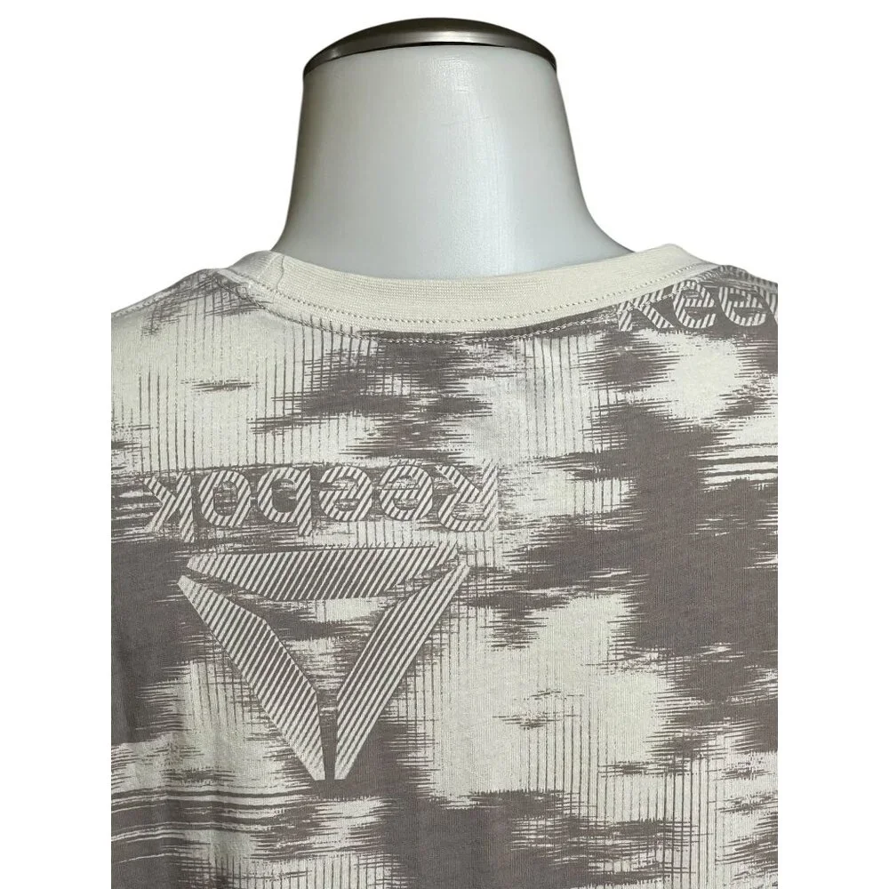 Reebok Mens Classic Graphic T-Shirt Beige/Gray L Cotton‎ Blend
